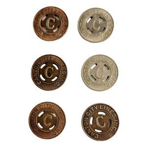 Lot Of 6 Canton City Lines Inc. Fare Tokens